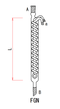 ジムロート冷却管 | 特注実験用耐熱ガラスPYREXパイレックス器具 石英ガラス器具の理化学ガラスラボ iwaki te-32